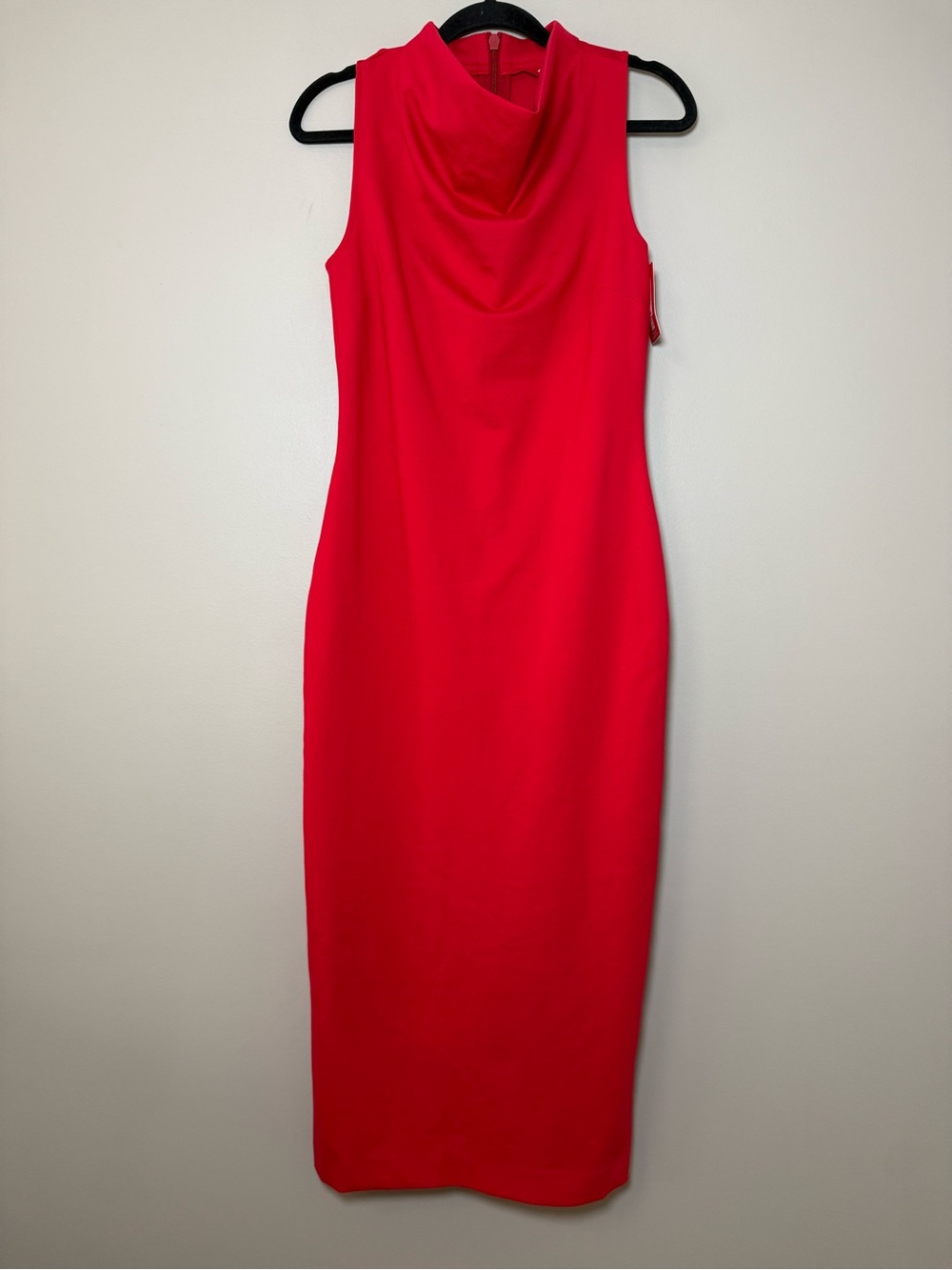 Spanx Red Ponte Sleeveless Midi Dress Cowl Neck Sculpting Size S - Picture 5 of 16